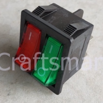 สวิทช์เปิด-ปิด 2 สวิทช์ รุ่น KCD3 606 สีแดง สีเขียว 4 ขา AC/DC ขนาด 2.5x3.1 cm รับไฟสูงสุด 250v 16A,