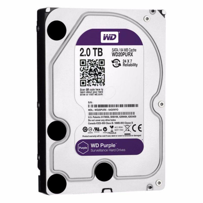 2TB HDD (ฮาร์ดดิสก์) WD PURPLE SATA3 ( WD10PURX )