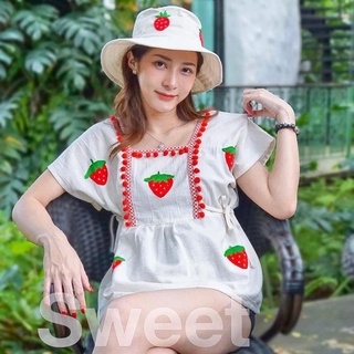 เสื้อผ้าฝ้ายพื้นเมือง ทรงเกาหลีปักลาย🍓