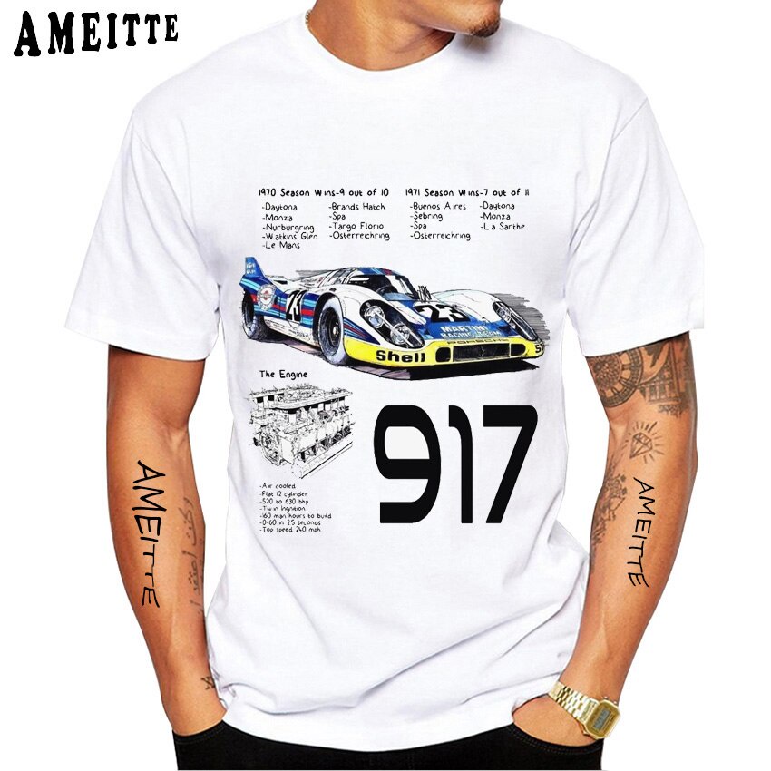 [S-5XL]ใหม่ เสื้อยืดลําลอง แขนสั้น พิมพ์ลายรถยนต์ 1970 wins-9 of 10 สีขาว แฟชั่นฤดูร้อน สไตล์วินเทจ 