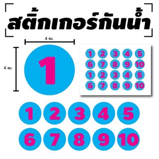 สติ้กเกอร์กันน้้ำ ติดประตู,ผนัง,กำแพง (ป้ายตัวเลข 1-10) 20 ดวง 1 แผ่น A4 [รหัส B-084]