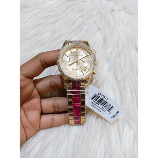 Michael Kors MK6517 Casual Watch For Women, Stainless Steel สายสีทองตัดชมพูตรงกลางสาย