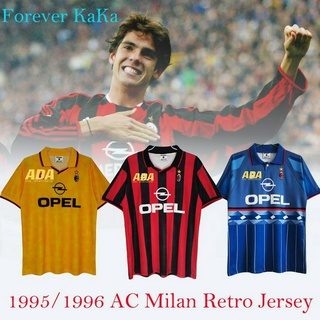 เสื้อกีฬาแขนสั้น ลายทีมชาติฟุตบอลชั้นนํา AC Milan 1995 1996 AC ไซซ์ S - 2XL ชุดเหย้า สําหรับผู้ชาย