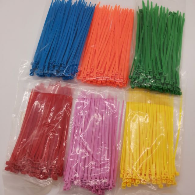 เคเบิ้ลไทร์ 6นิ้ว3.5mm*150mmสายรัดพลาสติกcabletie8สีสีฟ้าเหลืองชมพูเขียวส้มแดง ดำขาวถุงละ100เส้น