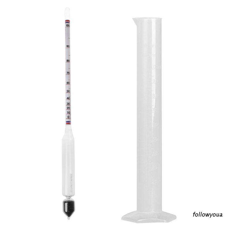 Folღ เครื่องวัดแอลกอฮอล์มิเตอร์ไวน์ 0-100 ไฮโดรมิเตอร์