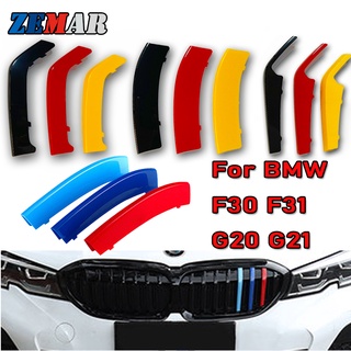 ใหม่ ฝาครอบกระจังหน้ารถยนต์ สไตล์เยอรมนี สําหรับ BMW 3 Series F30 F31 G20 G21 03-21 3 ชิ้น