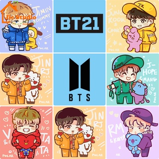 🔥Ready Stock🔥DIY Painting 20*20cm Framed Canvas painting Paint By Numbers Digital Painting BTS Painting KPOP BT21 Bangtan Boys Groups Cooky Chimmy Tata RJ Koya Shooky Mang Van painting Home Decor Wall Decoration จิตรกรรมoil painting