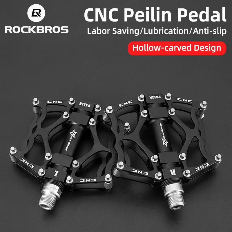 ROCKBROS MTB จักรยานเสือหมอบเหยียบอลูมิเนียมกันลื่นจักรยานเหยียบ CNC Peilin Hollow-แกะสลักออกแบบเหยียบอุปกรณ์จักรยาน