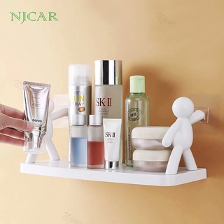 NJCAR H679 ชั้นวางของติดผนัง ห้องน้ำ ห้องครัว พลาสติกไม่ต้องเจาะผนัง