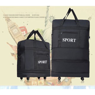 Value Luggages กระเป๋าเดินทางพับได้ 3 ชั้นมีล้อลาก ขนาด 60 cm x 40 cm x 20 cm รุ่นVSL-002 (ลายดำล้วนไซด์กลาง)