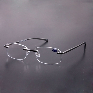 แว่นตาอ่านหนังสือ ไร้ขอบ ผู้ชาย ผู้หญิง ไทเทเนียมอัลลอย พับได้ แว่นตาสี่เหลี่ยม สายตายาว ไร้กรอบ