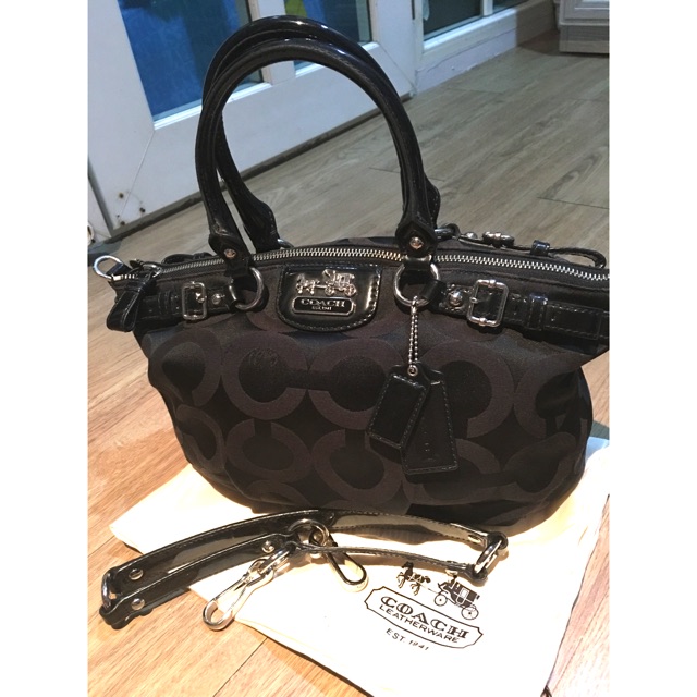 Coach Madison Op Art Sateen Sophia Handbag Black