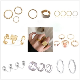 【Ring Set】แหวนแฟชั่นประดับไข่มุกสําหรับผู้หญิง