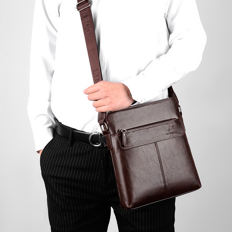 ♣Lincoln Kangaroo Men s Bag Shoulder Messenger Bag Leather Backpack Business Casual Bag Oblique Cross Bag Vertical Trend