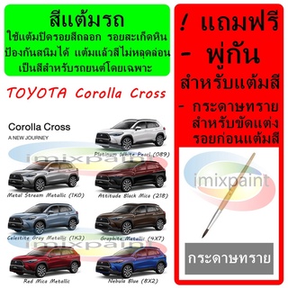 สีแต้มรถ สีซ่อมรถ  TOYOTA COLOLLA CROSS &amp; GR SPORT  แถมฟรีพู่กันแต้มสีและกระดาษทราย สีคุณภาพจาก imixpaint