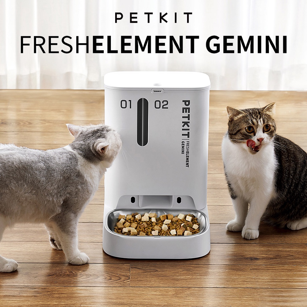 PETKIT Fresh Element Gemini (Global) เครื่องให้อาหารแบบใหม่ ผสมอาหารได้ ล็อค 3 ชั้นคงความสดใหม่ แบตเตอรี่ยาวนาน 180 วัน