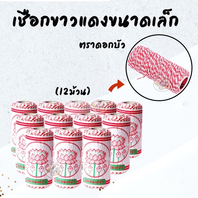 เชือกขาวแดง ขนาดเล็ก (12 ม้วน)
