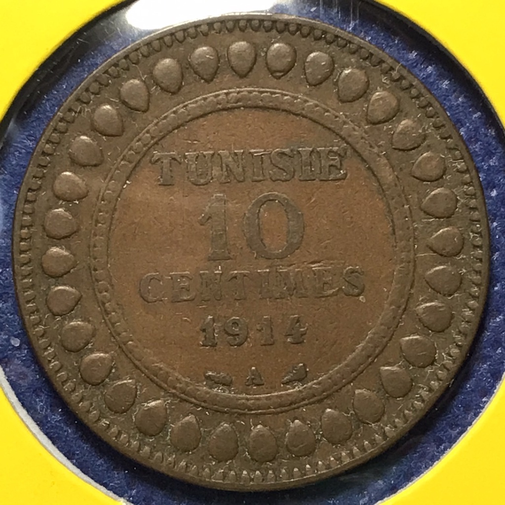 No.60807 ปี1914 ตูนิเซีย 10 CENTIMES เหรียญสะสม เหรียญต่างประเทศ เหรียญเก่า หายาก ราคาถูก