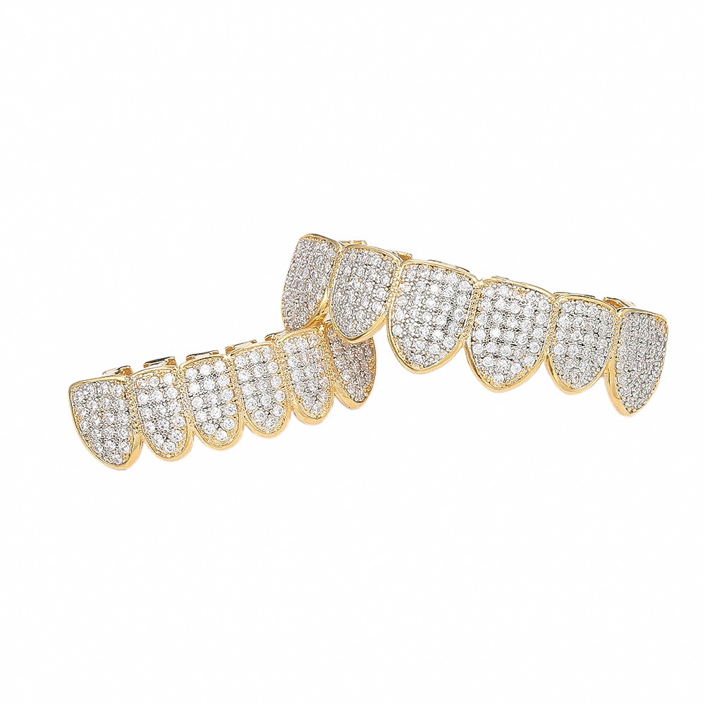 ฮิปฮอปฟันเครื่องประดับจัดฟันฟันGrillzชุดซิลเวอร์โกลด์เพชรเพทายเครื่องประดับพังก์คอสเพลย์ปาร์ตี้ของขวัญ
