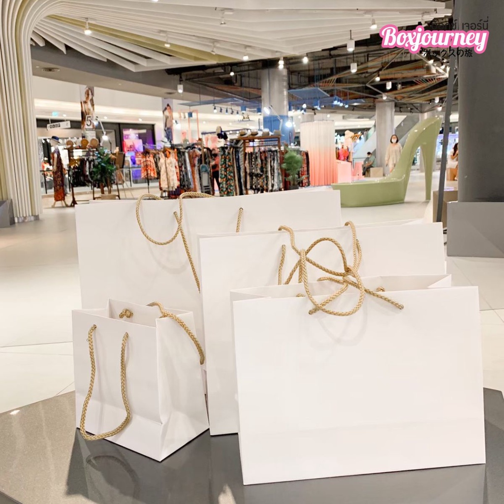 Boxjourney ถุงช้อปปิ้ง พรีเมี่ยม ไวท์ มี 4 ขนาด (20 ใบ/แพ็ค) - รูปที่ 2
