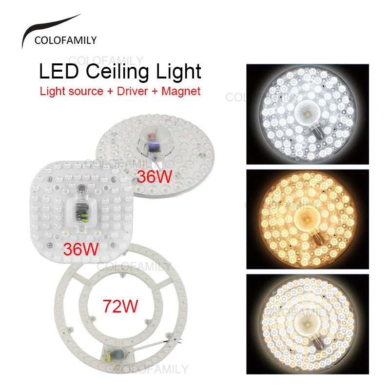 โคมไฟเพดาน LED 3 สี (ขั้วต่อฟรี) โคมไฟแม่เหล็ก ทรงกลม สี่เหลี่ยม สําหรับห้องนอน ห้องนั่งเล่น บ้าน หลอดไฟเพดาน