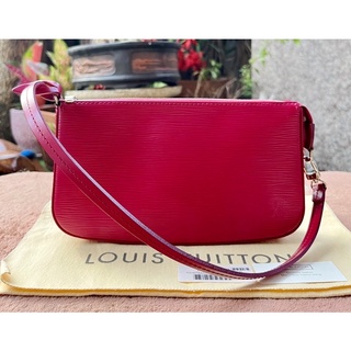 LV Pochette NM EPI Fuchsia สีชมพูเข้ม แท้ Dc13