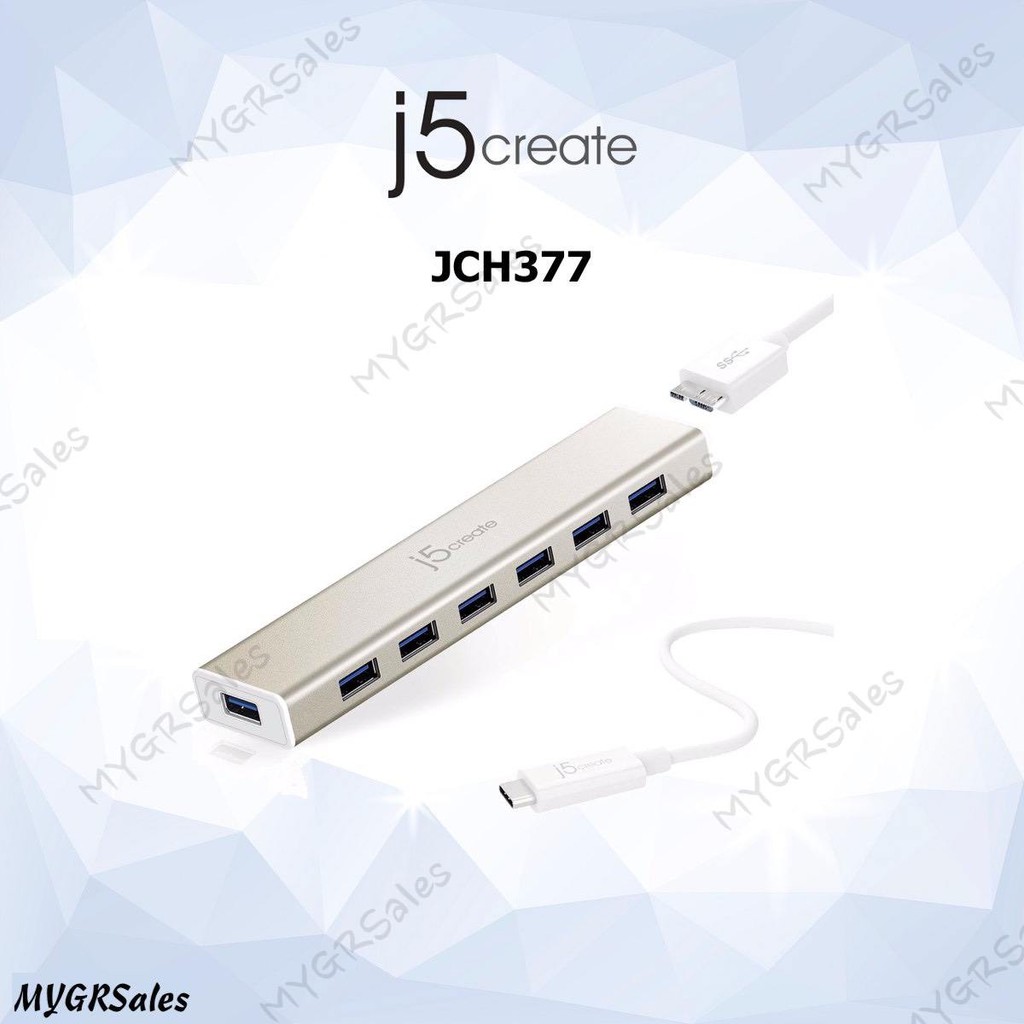 J5create JCH377 USB Type-CTM ฮับ 7 พอร์ต USB3.0