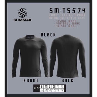 เสื้อกีฬาคอกลมสีล้วนแขนยาว Summax SM-TS574 ผ้าไมโครเนื้อลื่นแห้งเร็วใส่สบาย สีดำ