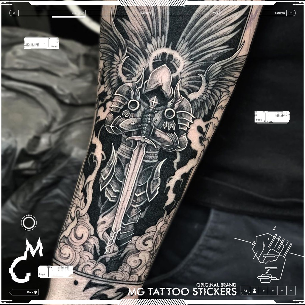 Spot saleMG tattoo God of War European and American cool armor wings ...