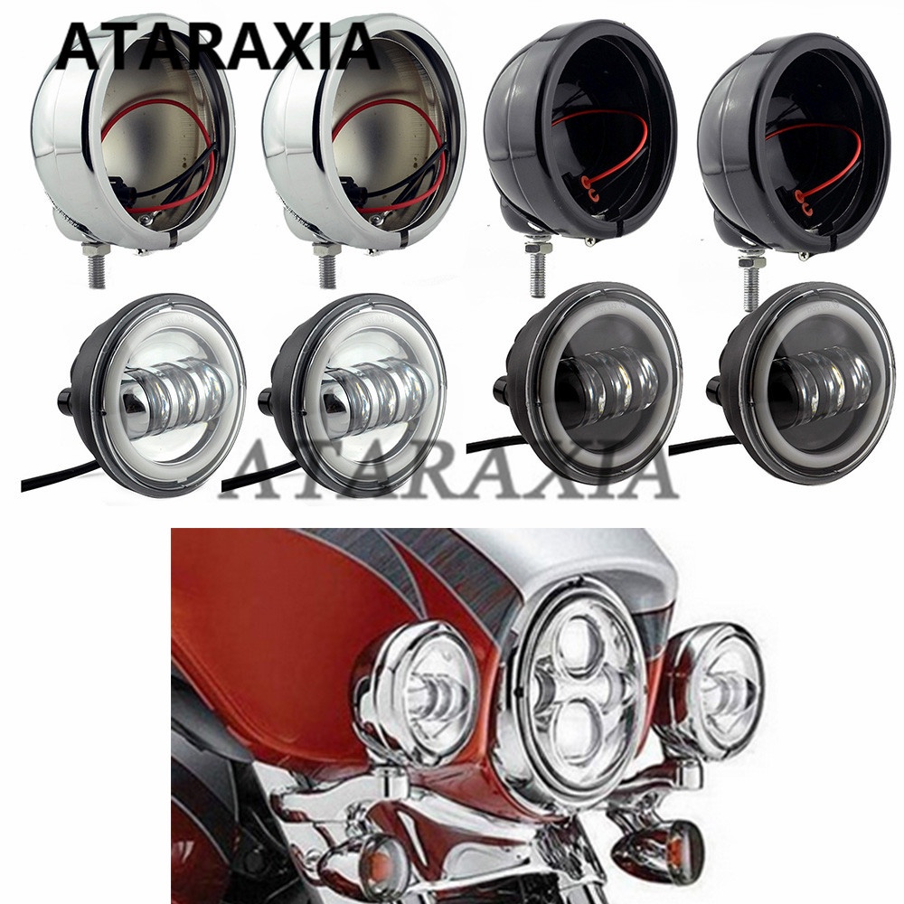 2018 Hot Sale New 2x 4.5inch Black LED Spot Fog Passing Light Lamp For Harley Da - Foto 4