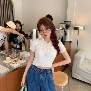 เสื้อไหมพรมแขนสั้นคอปก🍒
