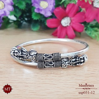 MT กำไลเงินแท้ ปี่เซียะ เครื่องรางเรียกทัพย์ สไตล์บาหลี งานรมดำ Solid 925 Sterling Silver Bangle (ssp031-12) amu