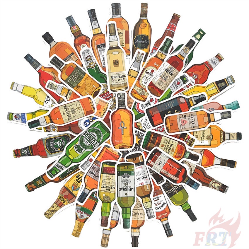 ❉ Beer Beverage Whiskey Bottle Series 02 Winebottle Art สติ๊กเกอร์ ❉ 50Pcs/Set DIY Fashion Doodle Decals สติ๊กเกอร์