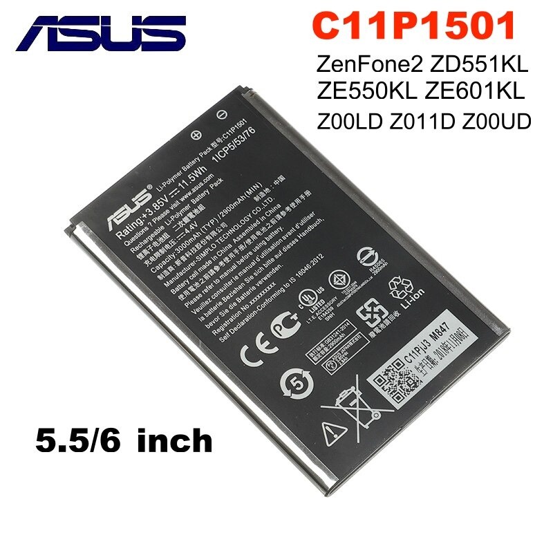 แบตเตอรี่แท้ Asus Zenfone Selfie/2 Laser (Z00LD Z00UD ZE601KL ZE550KL) รับประกัน 3 เดือน แบต C11P150
