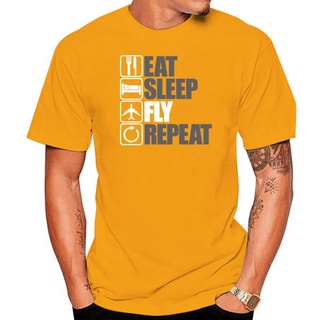 เสื้อยืดผ้าฝ้ายพรีเมี่ยม เสื้อยืดแขนสั้น พิมพ์ลาย Eat Sleep Fly Repeat 3 มิติ เหมาะกับของขวัญวันเกิด สําหรับผู้ชาย