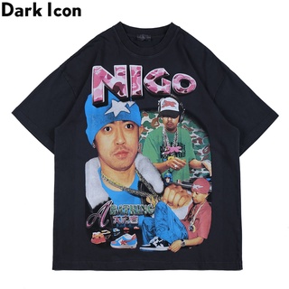 ℗✒Dark Icon Rap Rock Hip Hop T-shirt Men Camouflage Letters Printed Streetwear Men s Tshirts Cotton Teeสามารถปรับแต่งได้