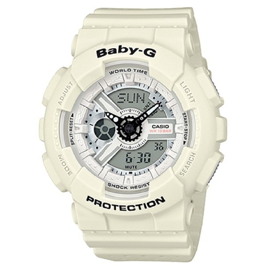 Casio Baby-G นาฬิกาข้อมือผู้หญิง สายเรซิ่น รุ่น BA-110,BA-110PP,BA-110PP-7A - สีขาว