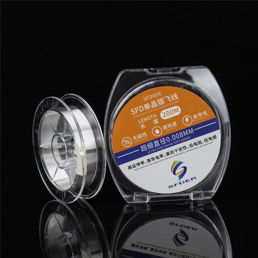 ฉนวน 50M/200M ความยาว 0.008MM Silver Flying Line Wire สําหรับโทรศัพท์มือถือ Mianboard ลายนิ้วมือ Fly