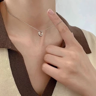 สร้อยเงิน สร้อยเงินพร้อมจี้ หรูหรา สไตล์เกาหลีแบบใหม่