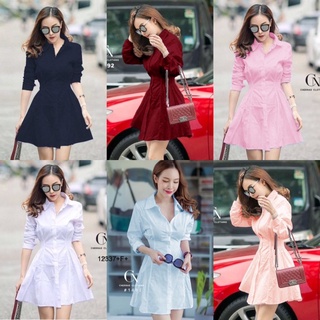 MM12337 เดรสเชิ้ตสม็อคเอว Dress Front button shirt dress