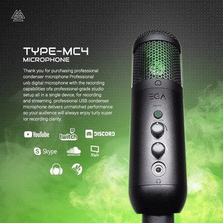 CONDENSER MICROPHONE EGA MC4 USB  พร้อมขาตั้ง+HEADPHONE JACK