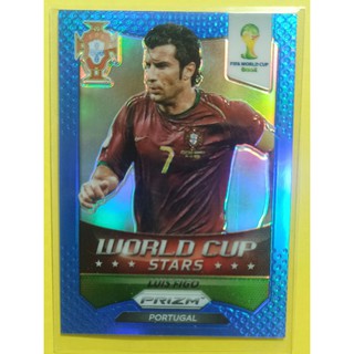 FOOTBALL CARD LUIS FIGO PANINI PRIZM WORLD CUP 2014 WORLD CUP STARS PRIZM BLUE 075/199 #43 / EX CONDITION