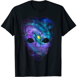 แขนสั้นcrew neckเสื้อยืด พิมพ์ลายเอเลี่ยน Galaxy Alien Head Outer Space Universe Sci Fi สําหรับผู้ชายS-XXXXL