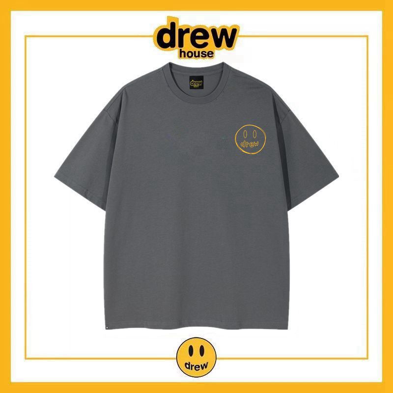 Drew HOUSE เสื้อยืดแขนสั้น ผ้าฝ้าย ทรงหลวม ลายหน้ายิ้ม ขนาดเล็ก สําหรับผู้หญิง