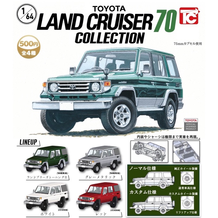 **พร้อมส่ง**กาชาปองรถโตโยต้า 1/64 Toyota Land Cruiser 70 Collection ของแท้