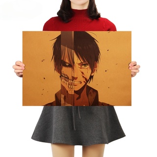 Dlkklb Attack on Titan Classic สติ๊กเกอร์โปสเตอร์ลายการ์ตูนญี่ปุ่นสําหรับติดตกแต่งผนังบ้าน 50.5x35ซม.