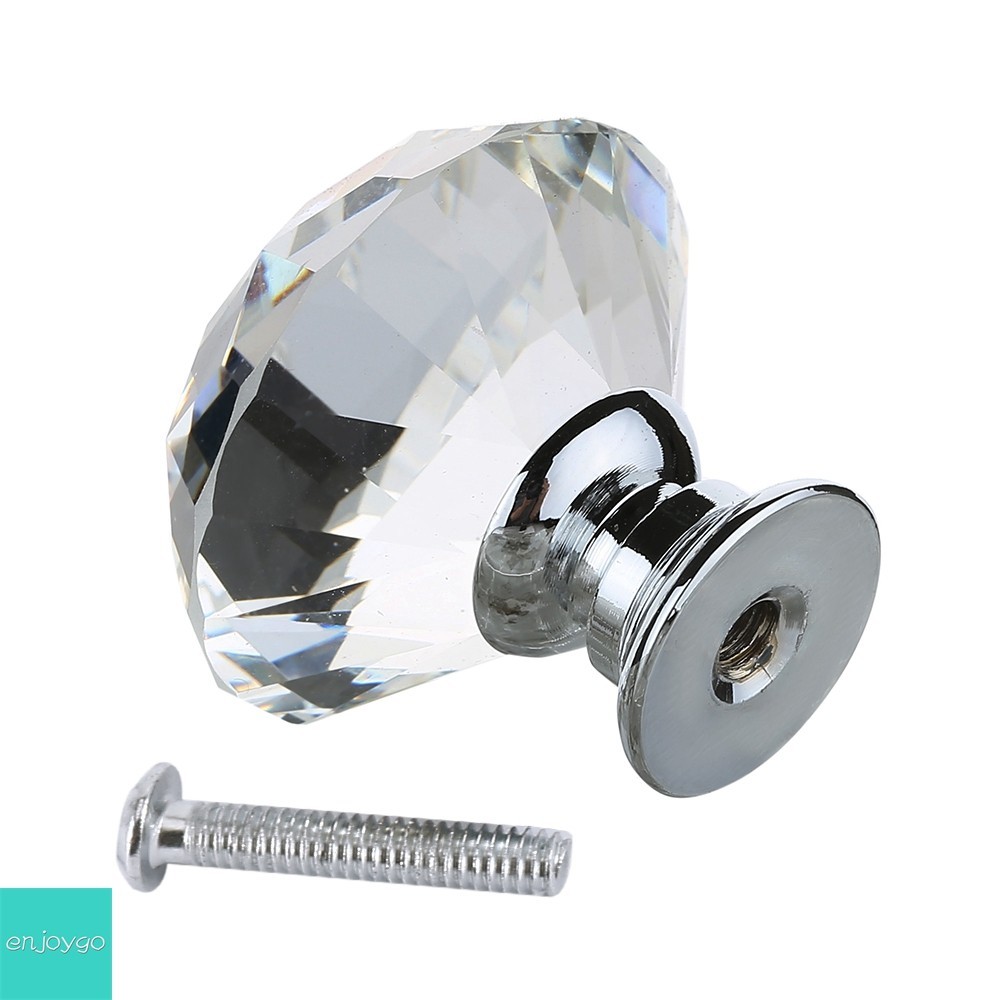 Enj 30mm Crystal Clear Glass Cabinet Dresser Knob Protocol Diamond