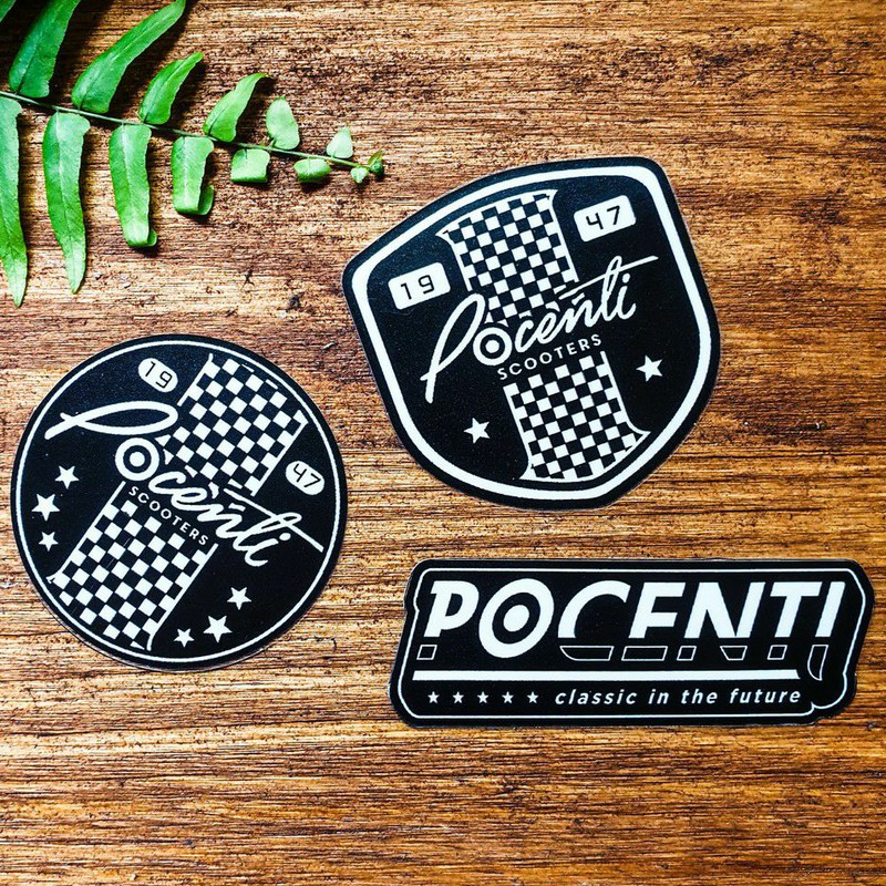 ลายใหม่++ Sticker Pocenti สีดำ สติกเกอร์ Uv กันน้ำ เคลือบด้าน อย่างดี ทนแดดทนฝน สวยงาม คลาสสิก ไม่เหมือนใคร : Pocenti