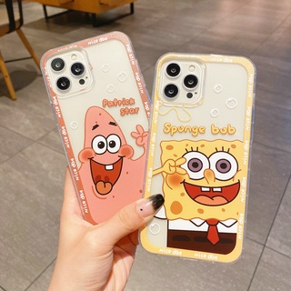 Soft Casing Samsung Galaxy A22 A32 A52 A52S A72 A02 A12 A03 A03S A02S A42 A21S A11 A31 A51 A71 A70 A50 A50S A30S A20 A30 A20S M11 M02 M12 5G Clear Straight Edge Tpu Phone Case Cartoon SpongeBob SquarePants Patrick Star Full Back Cover HLE 05