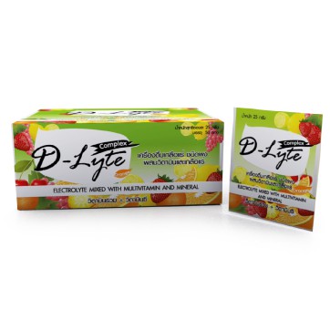 ( 50ซอง ) Electrolyte Beverage Powder เครื่องดื่มเกลือแร่ ตรา D-Lyte Complex รสผลไม้รวม 25 กรัม (Wit